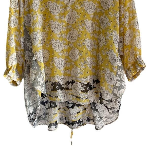 CAbi Amelia Gather‎ V Neck Hi Lo Floral Sheer Top S - Picture 9 of 14